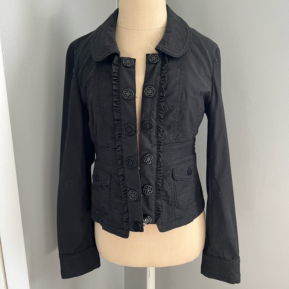 White House Black Market Black Ruffled Blazer